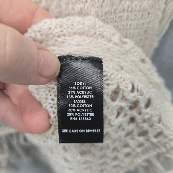 Torrid Ivory Fringe Poncho Cardigan Sweater Size 2X - Picture 5 of 6
